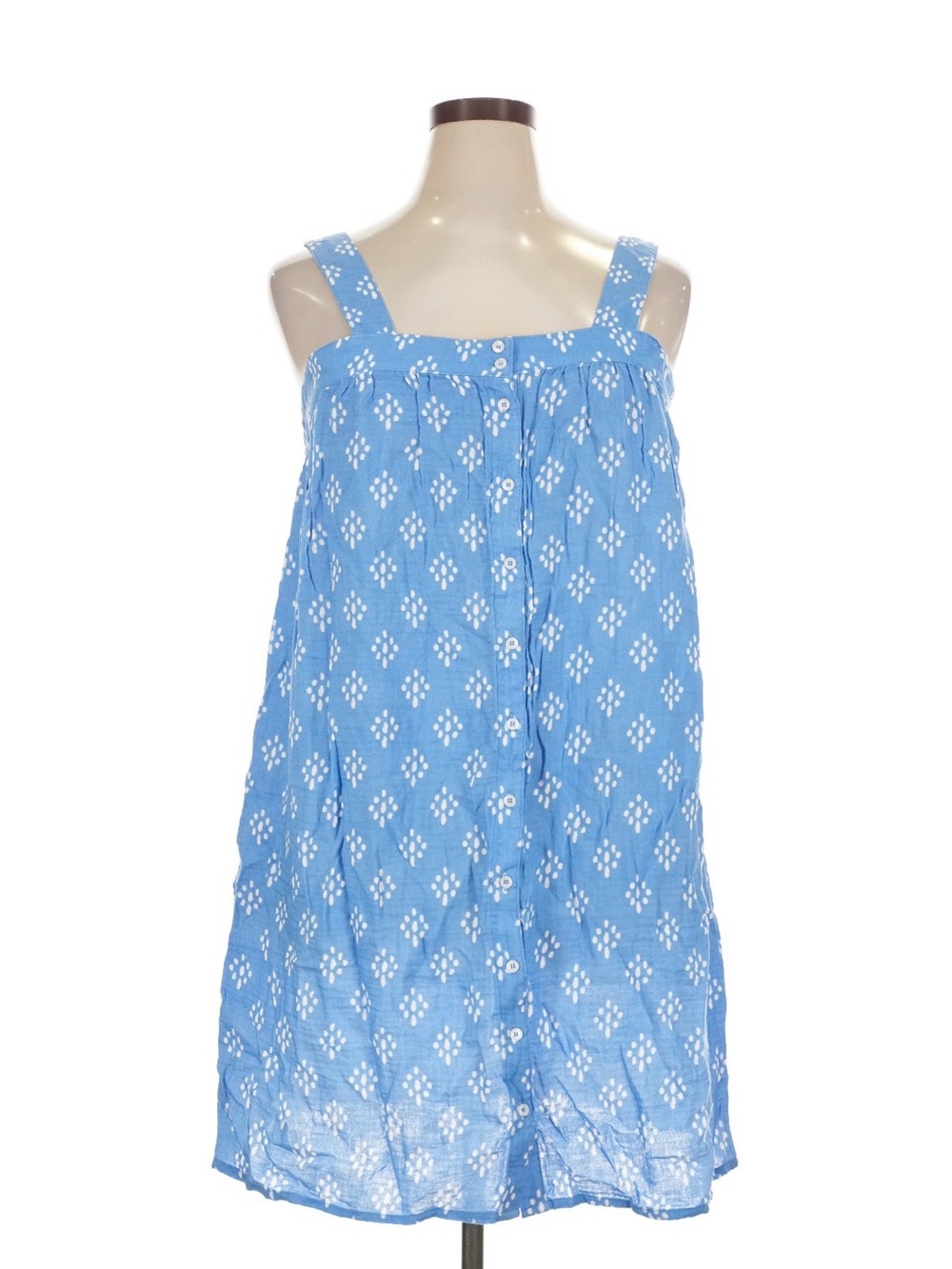 Sleeping Cute Blue Printed Button-Front Nightgown